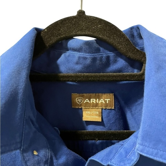 Ariat 100% Cotton Men's Size XXL Long Sleeve Blue Button Down Collared Shirt - Picture 2 of 6